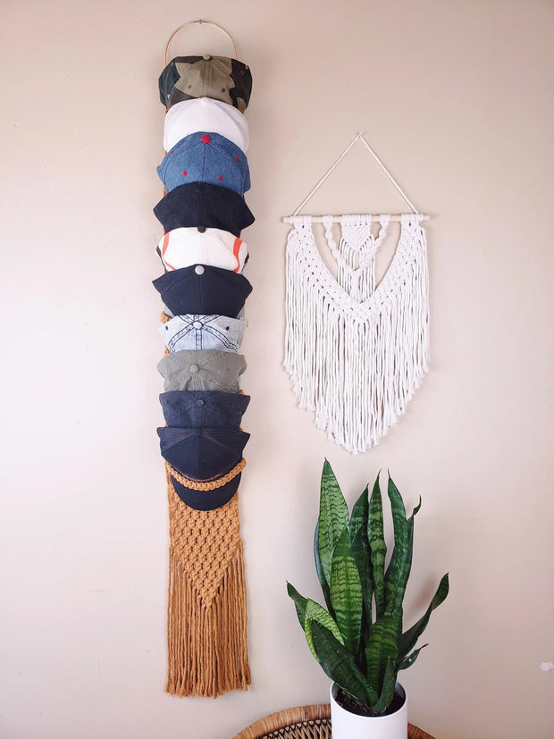 Customizable Macrame Hat Hanger – Handcrafted Eco-Friendly Cap Organizer