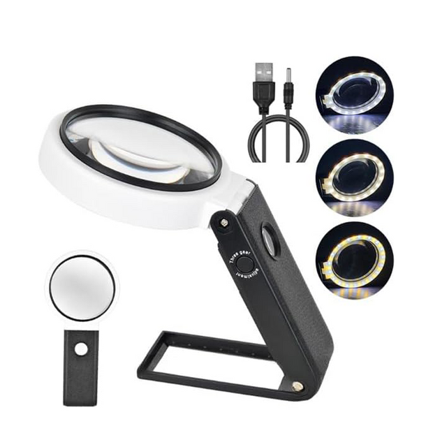 Head-Mounted Magnifying Glass with LED Light – Hands-Free Close Work Tool