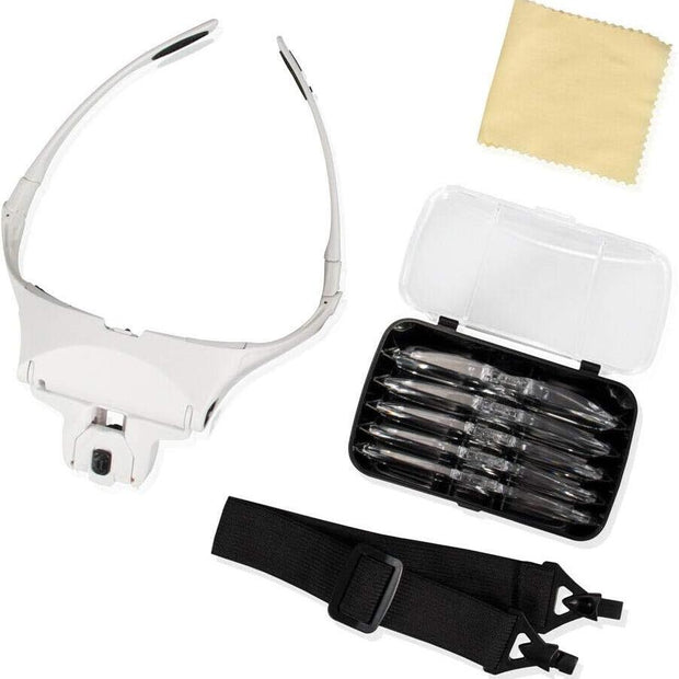 Head-Mounted Magnifying Glass with LED Light – Hands-Free Close Work Tool