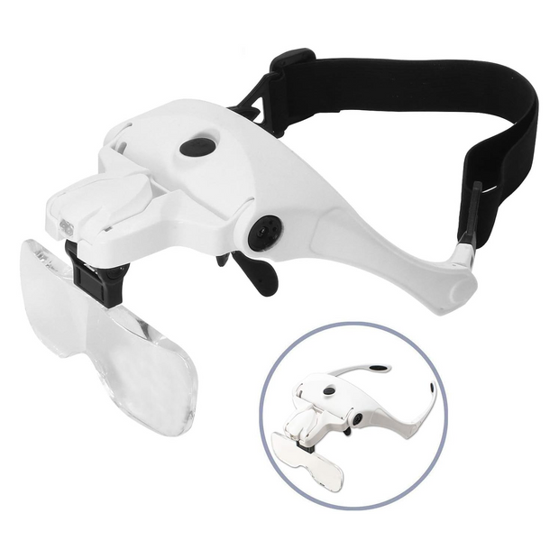 Head-Mounted Magnifying Glass with LED Light – Hands-Free Close Work Tool