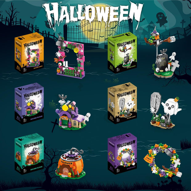 Halloween Haunted House 6-in-1 Building Block Set – 603 PCS Creative Mini Bricks for Kids