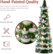3-Piece Ceramic Christmas Tree Set – Pre-Lit Hand-Painted LED Desktop Decor