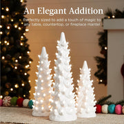 3-Piece Ceramic Christmas Tree Set – Pre-Lit Hand-Painted LED Desktop Decor