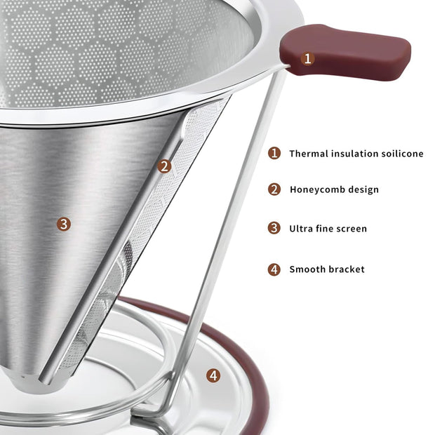 Stainless Steel Coffee Dripper | Reusable Paperless Pour-Over Filter