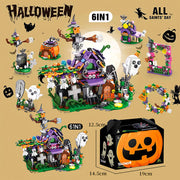 Halloween Haunted House 6-in-1 Building Block Set – 603 PCS Creative Mini Bricks for Kids