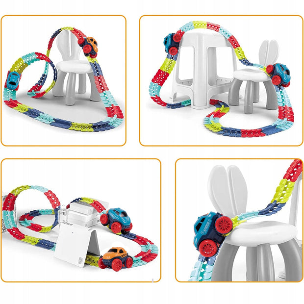 291PCS Flexible LED Race Track Set – 500cm Roller-Coaster Adventure with Interchangeable Car Bodies